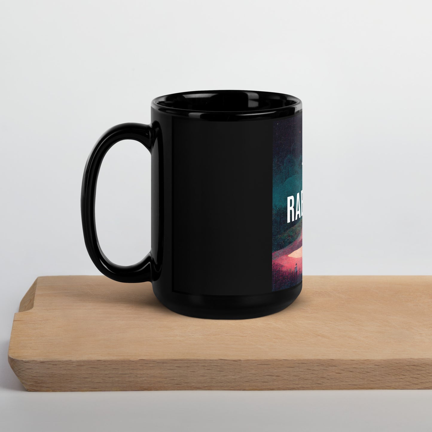 The UFO Rabbit Hole Black Glossy Mug